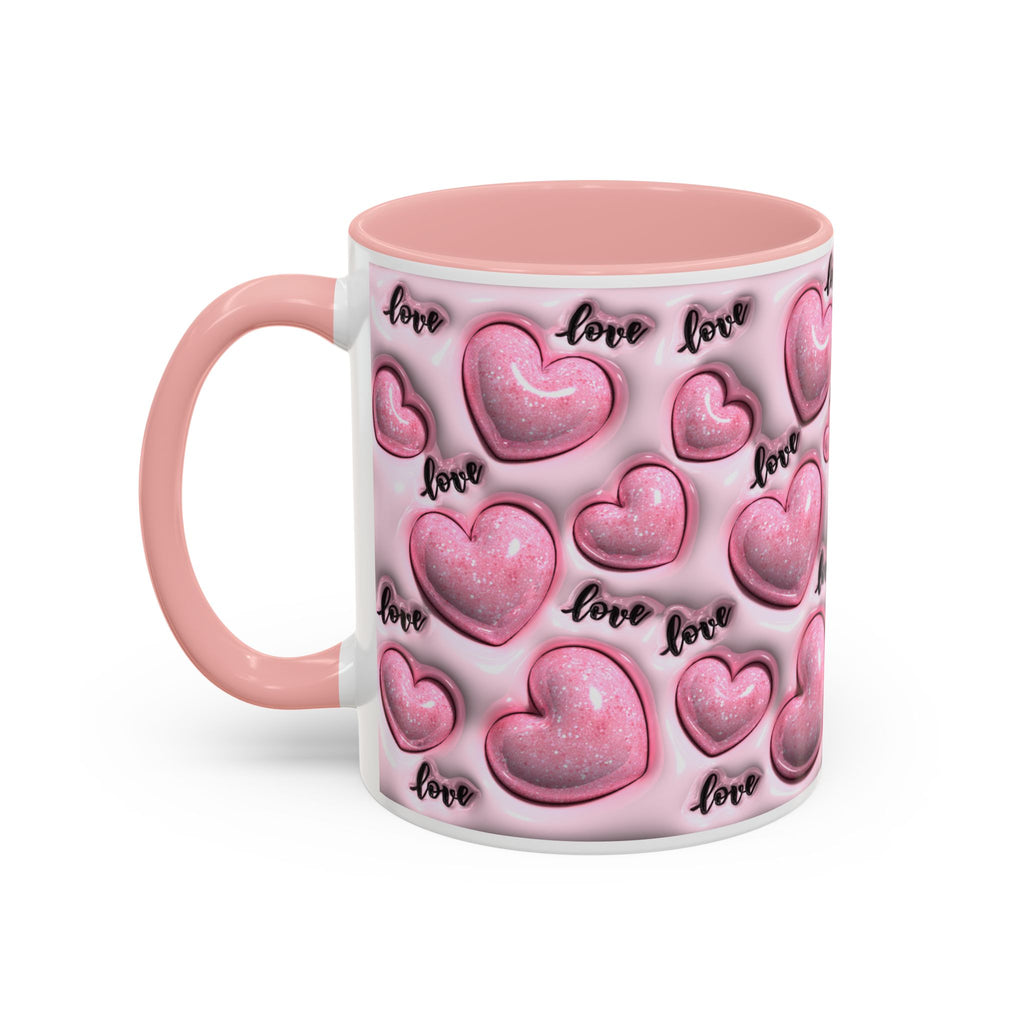 Pink Heart Pattern love Mug | Accent Coffee Mug 11oz 15oz