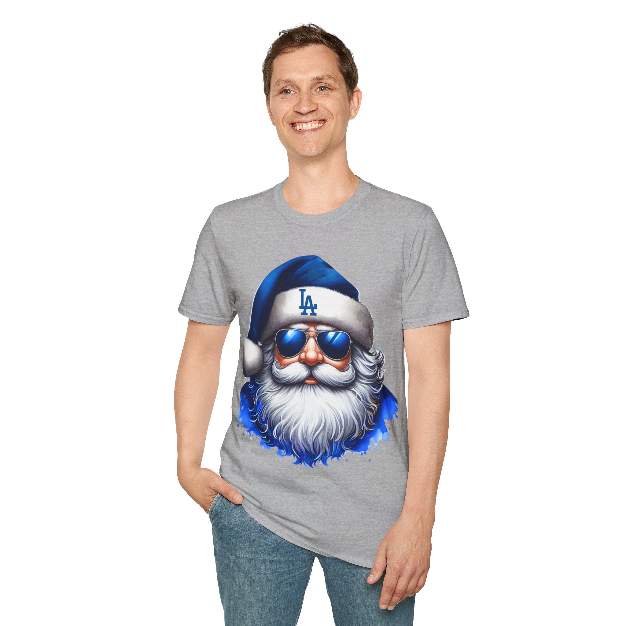 LA Dodgers Blue Santa T-Shirt — Cool Sunglasses Holiday Tee