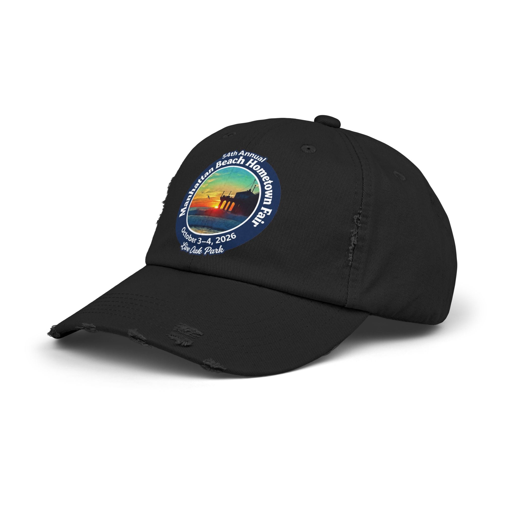 Distressed Baseball Cap - Manhattan Beach Hometown Fair 2026 Sunset Logo