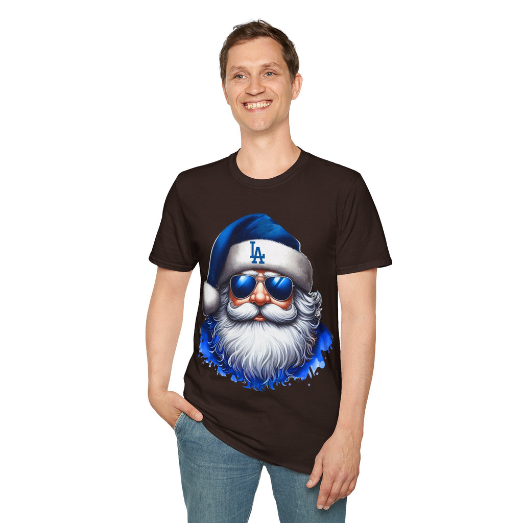 LA Dodgers Blue Santa T-Shirt — Cool Sunglasses Holiday Tee