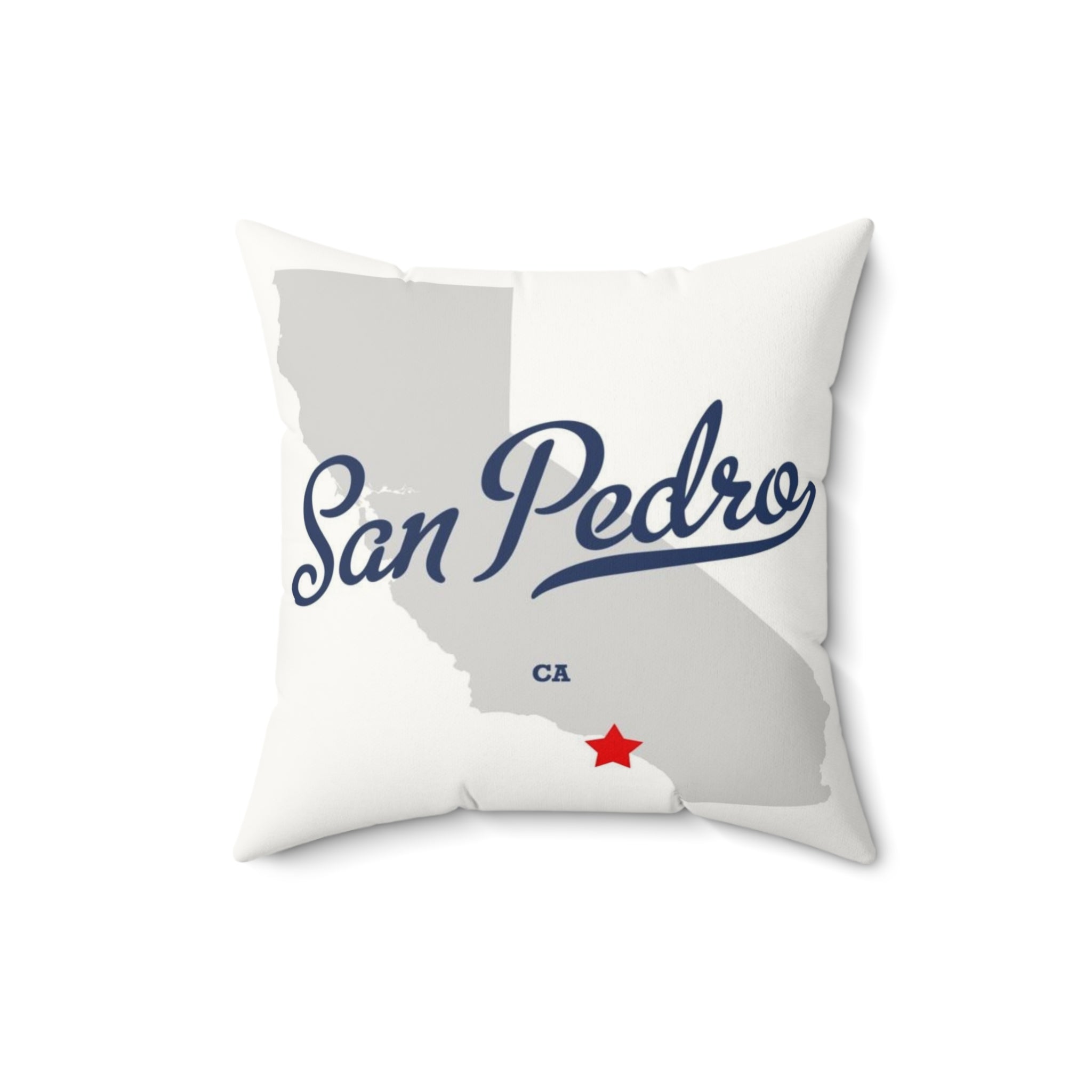 San Pedro California Map - Faux Suede Square Pillow