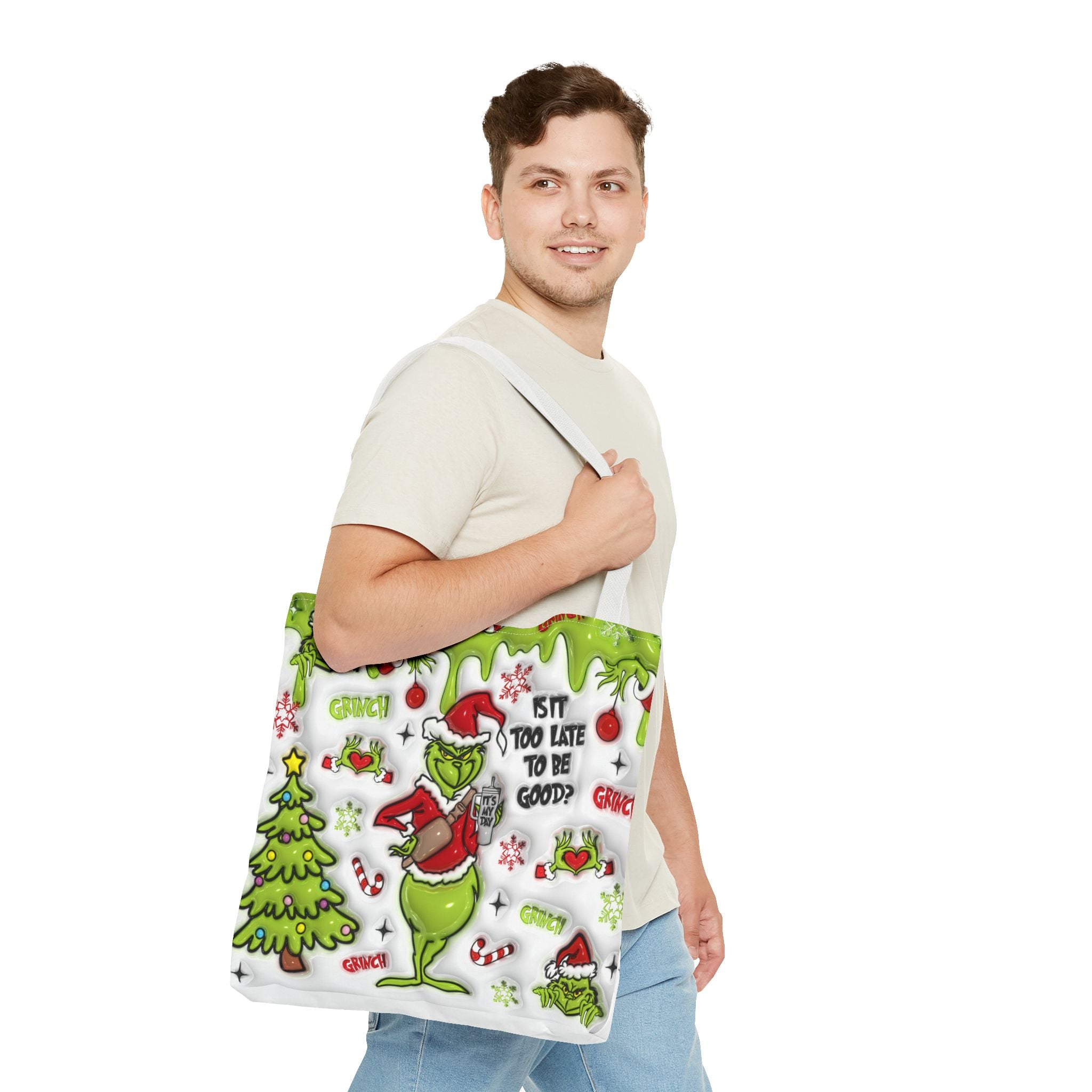 Christmas Tote Bag, Holiday Shopping Bag, Grinch Gift, Festive Reusable Bag, Cute Winter Accessory