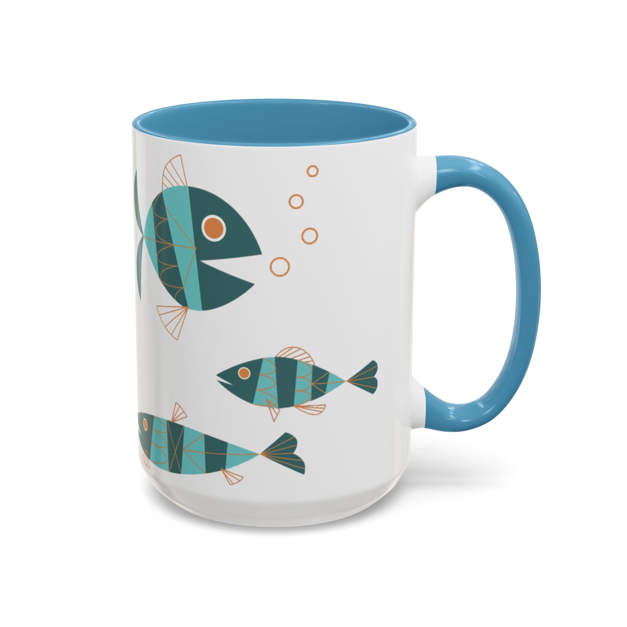 Metlox Pottery Teal Geometric Fish Mug | Accent Coffee Mug