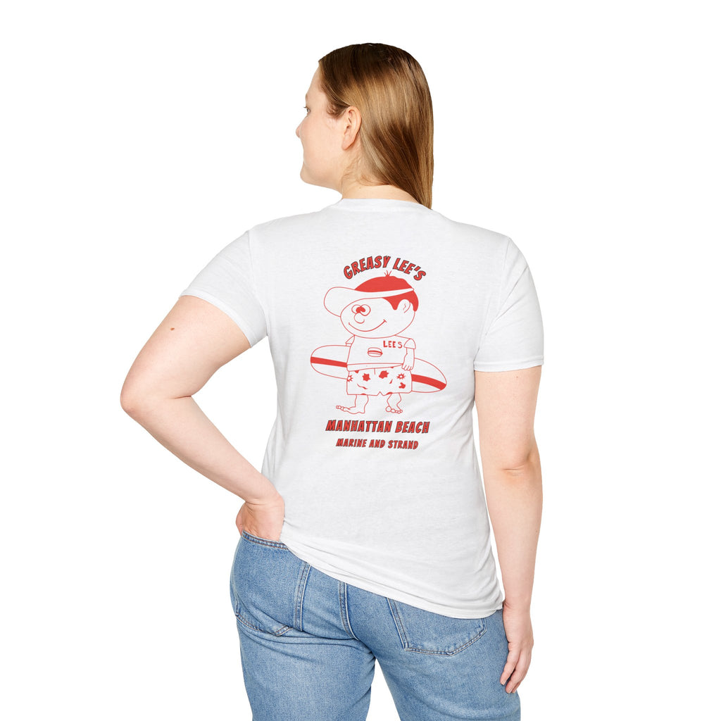 Greasy Lee's Manhattan Beach Old School T-Shirt | Marine and Strand Manhattan Beach Vintage Surf Design