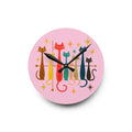 Retro Mid-Century Stylized Cats Acrylic Wall Clock | Pink Atomic Starburst