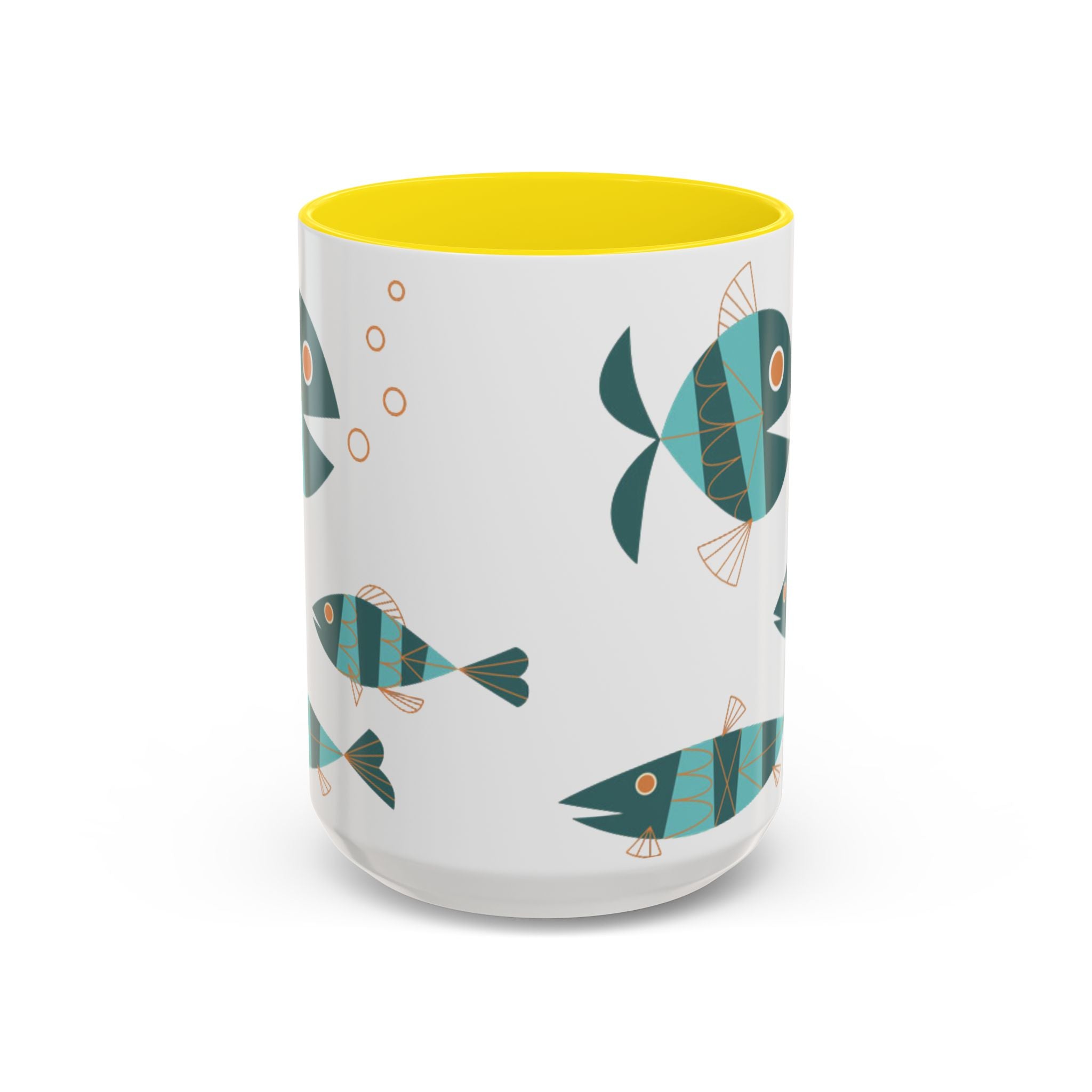 Metlox Pottery Teal Geometric Fish Mug | Accent Coffee Mug