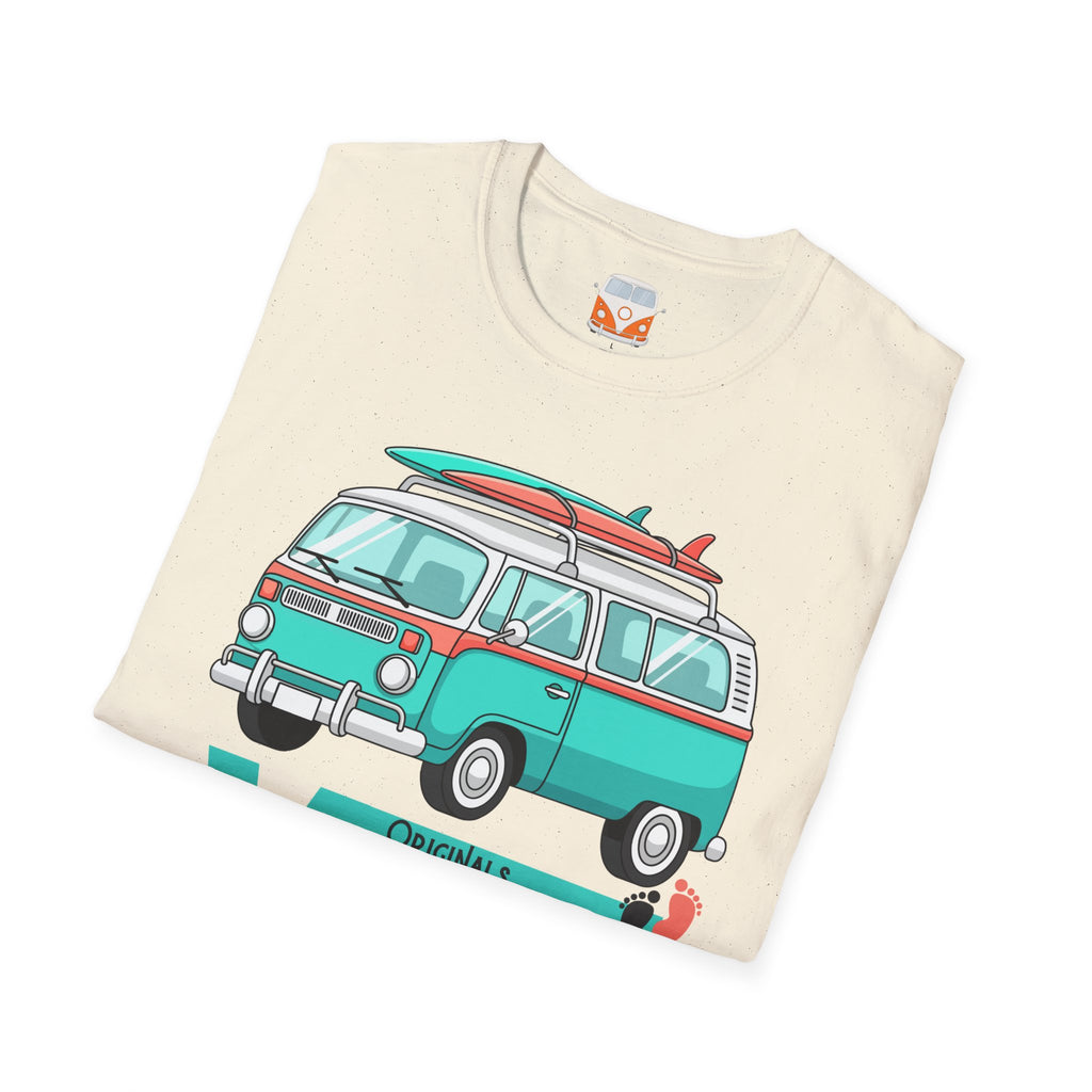 Retro Surf VW Van T-Shirt | Vintage Camper Bus Beach Tee Original Bare Feet