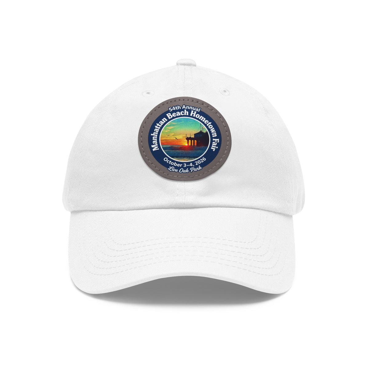 Manhattan Beach Hometown Fair 2026  Beach  Live Oak Park Annual Festival Round Leather Patch Hat