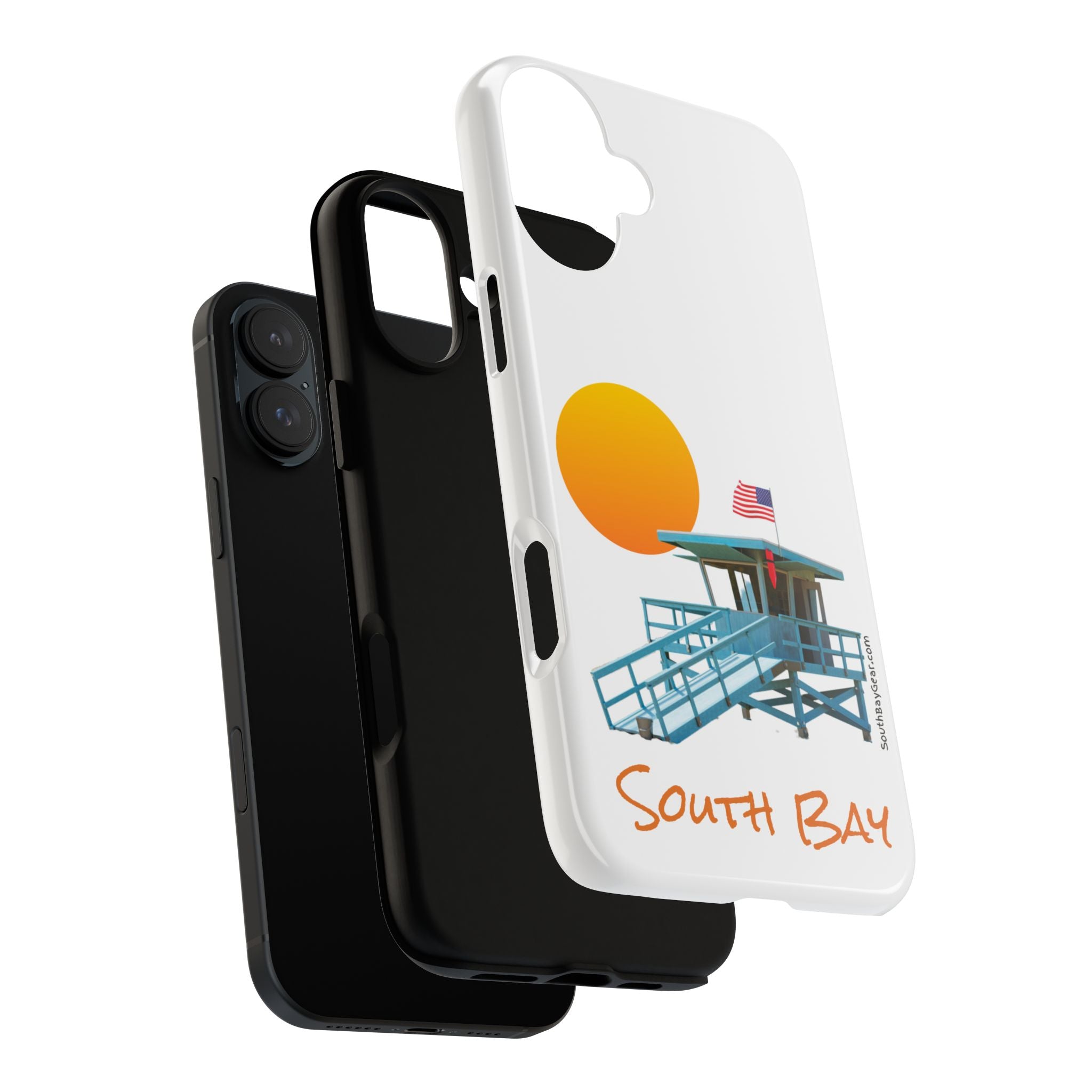 South Bay Lifeguard Stand with American Flag Tough Phone Cases
