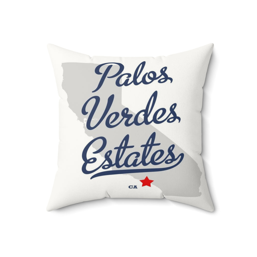 Palos Verdes Estates California Map - Faux Suede Square Pillow