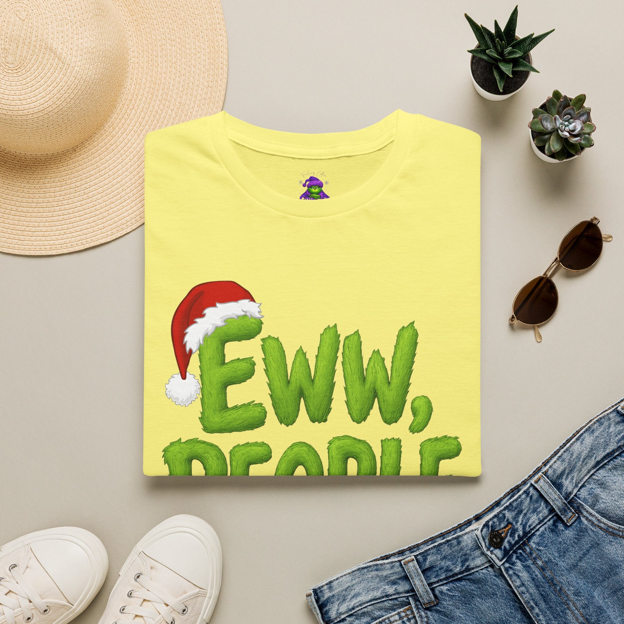Eww, People T-Shirt | Funny Grinchy Santa Hat Holiday Tee