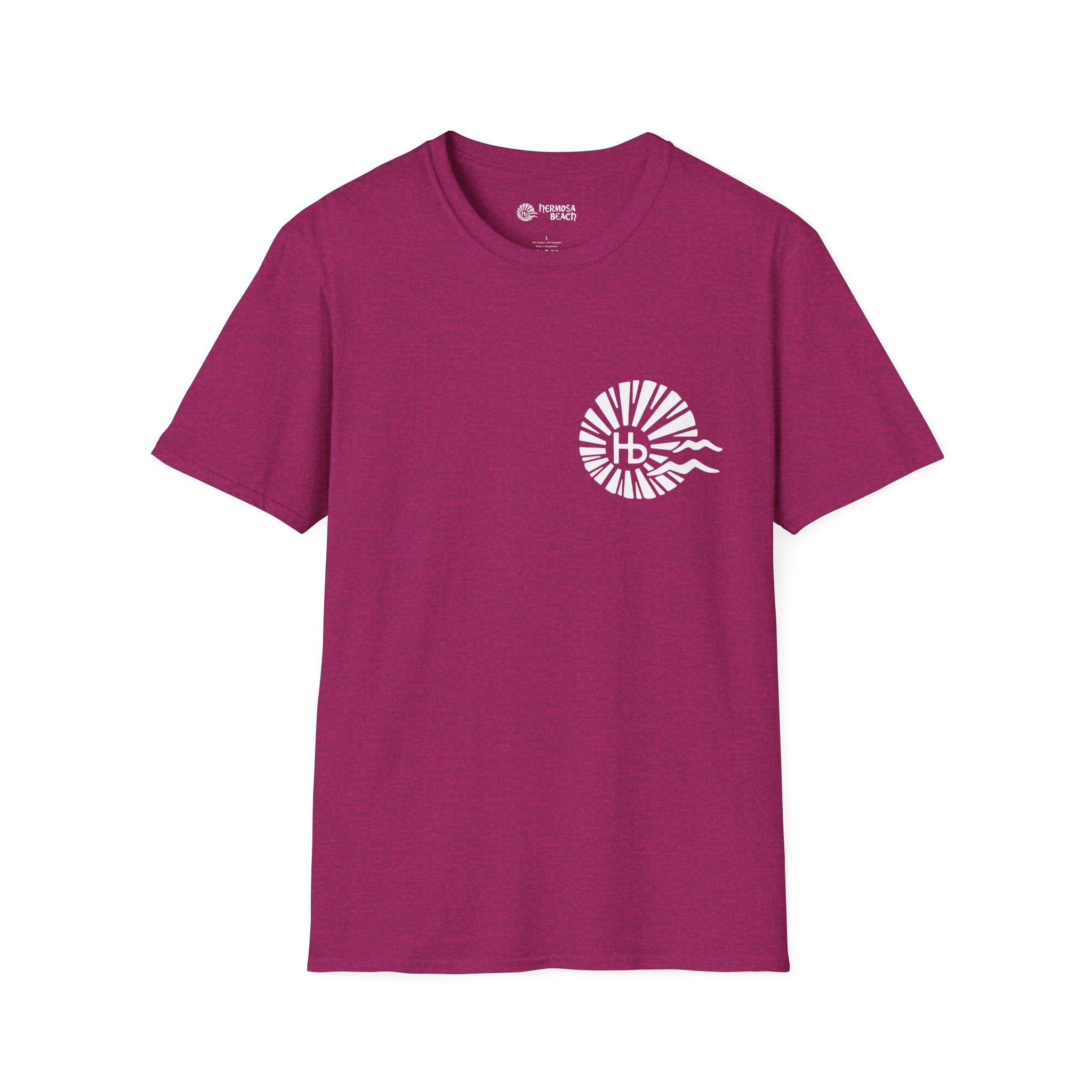 Hermosa Beach Sunburst Wave T-Shirt (printed front back neck) | Hb Minimal Logo Tee