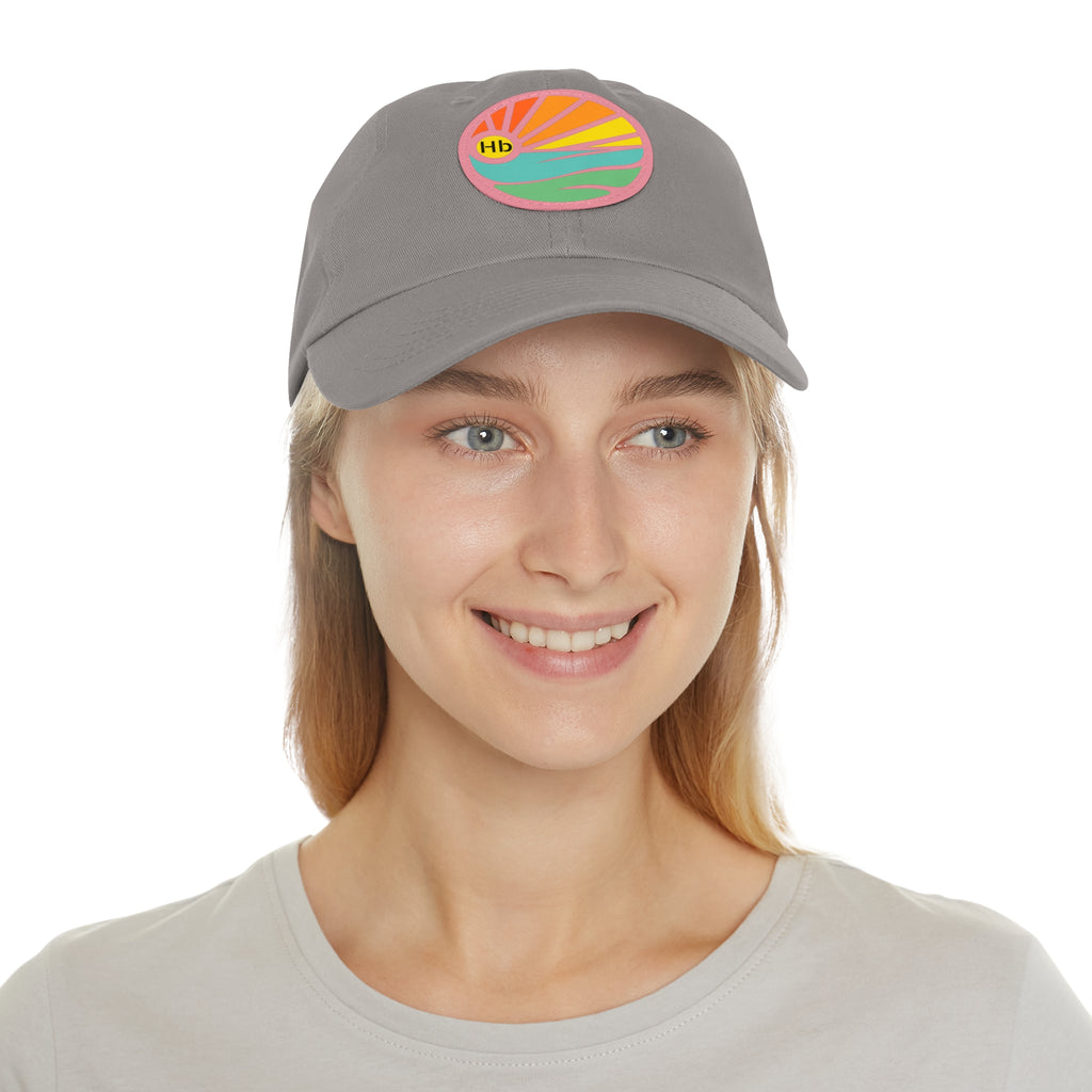 Hermosa Beach Sunset Wave Patch Hat | Mom and Dad Hat with Round Leather Patch #HermosaBeach