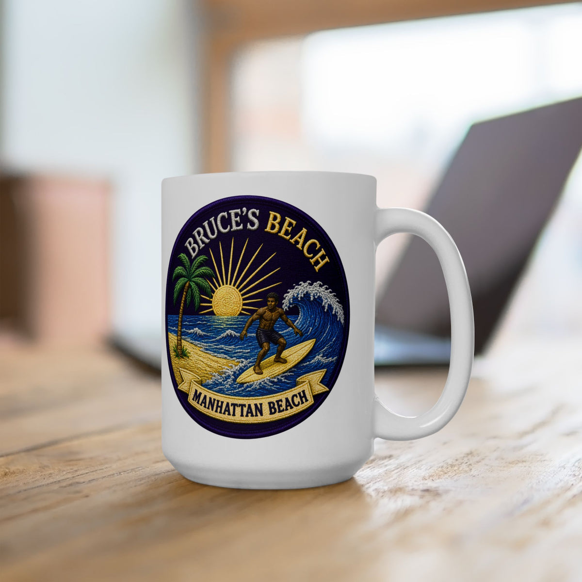 Bruce's Beach Ceramic Mug — Manhattan Beach California & Surf Design (11oz, 15oz)