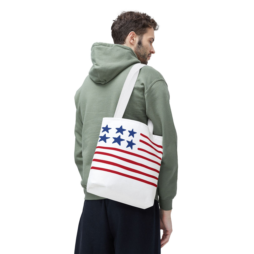 American Flag Stars & Stripes Tote Bag — Patriotic Canvas Beach Grocery Bag