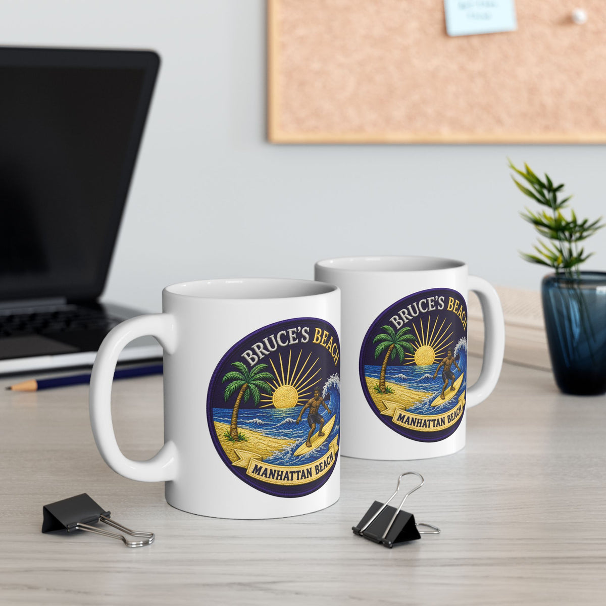 Bruce's Beach Ceramic Mug — Manhattan Beach California & Surf Design (11oz, 15oz)