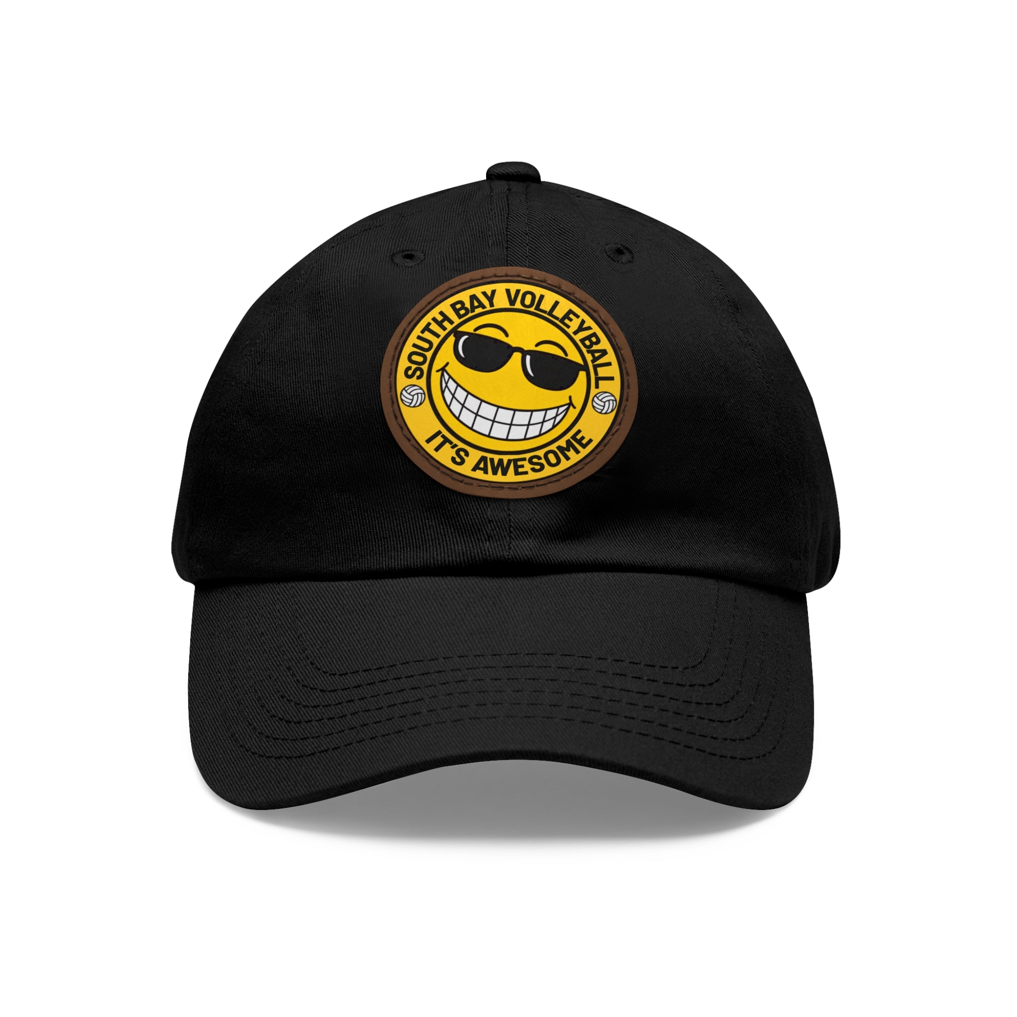 Volleyball Smiley Mom and Dad Hat — "South Bay Volleyball: It’s Awesome" Leather Patch