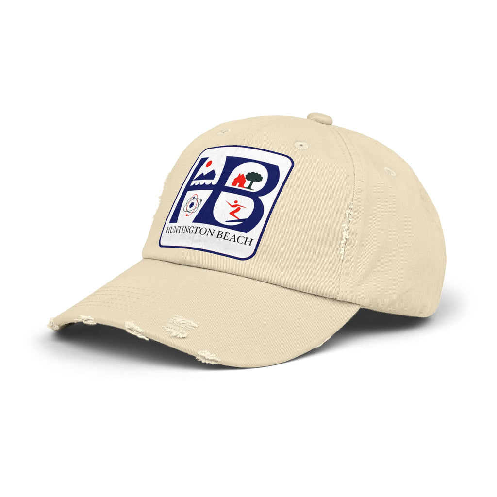 Huntington Beach Distressed Mom and Dad Hat — Vintage Surf & Coastal Patch Cap