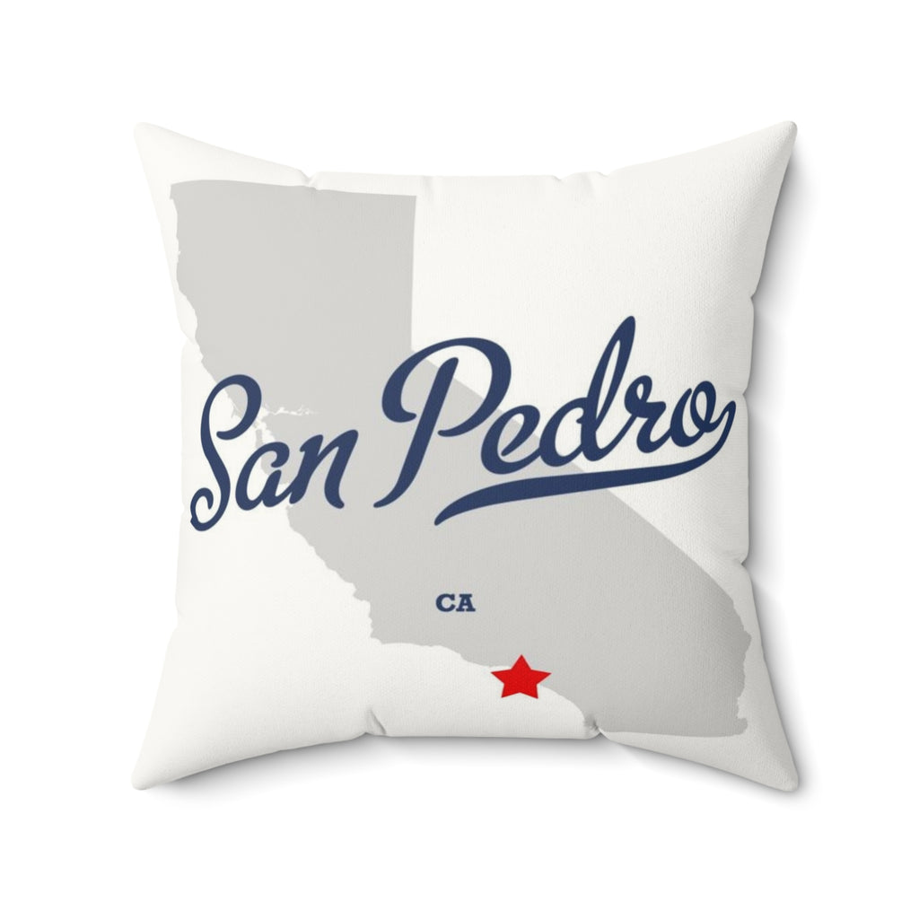San Pedro California Map - Faux Suede Square Pillow
