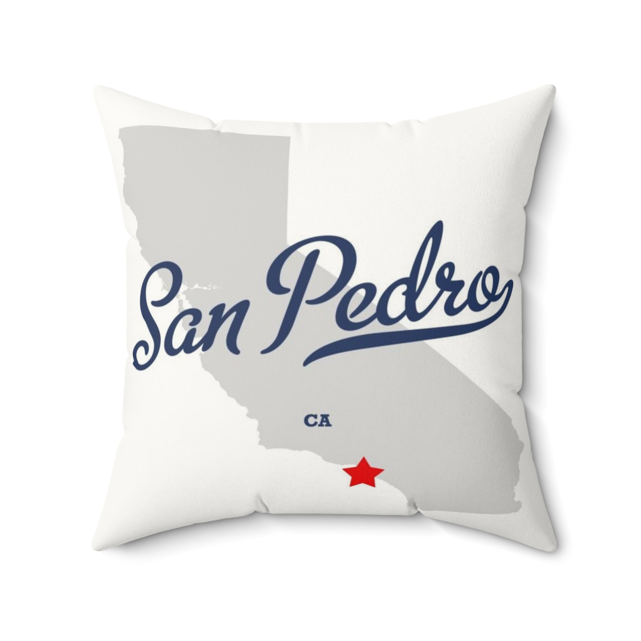 San Pedro California Map - Faux Suede Square Pillow