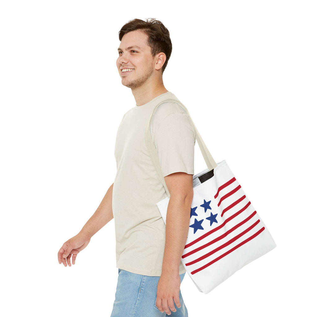 American Flag Stars & Stripes Tote Bag — Patriotic Canvas Beach Grocery Bag