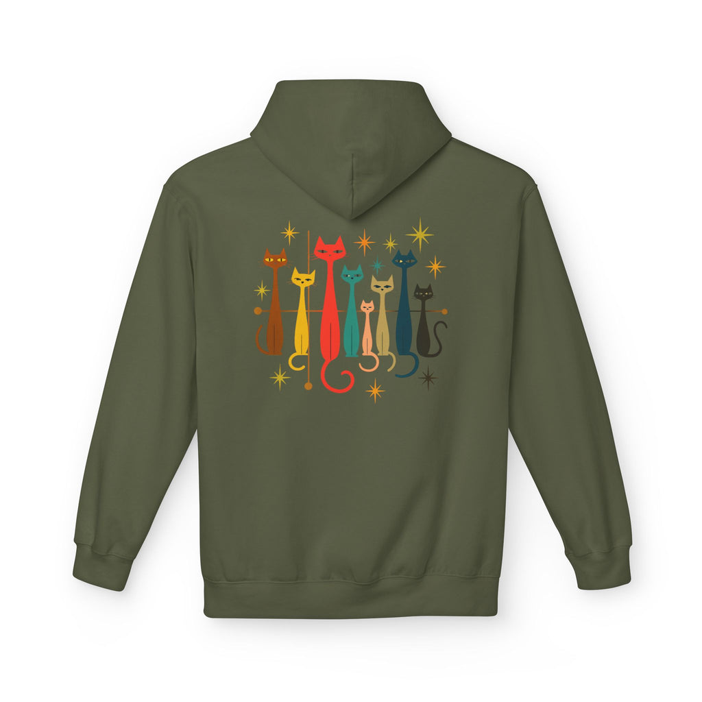 Retro Long Cats hoodie | Colorful Cat Illustration (printed front and back)