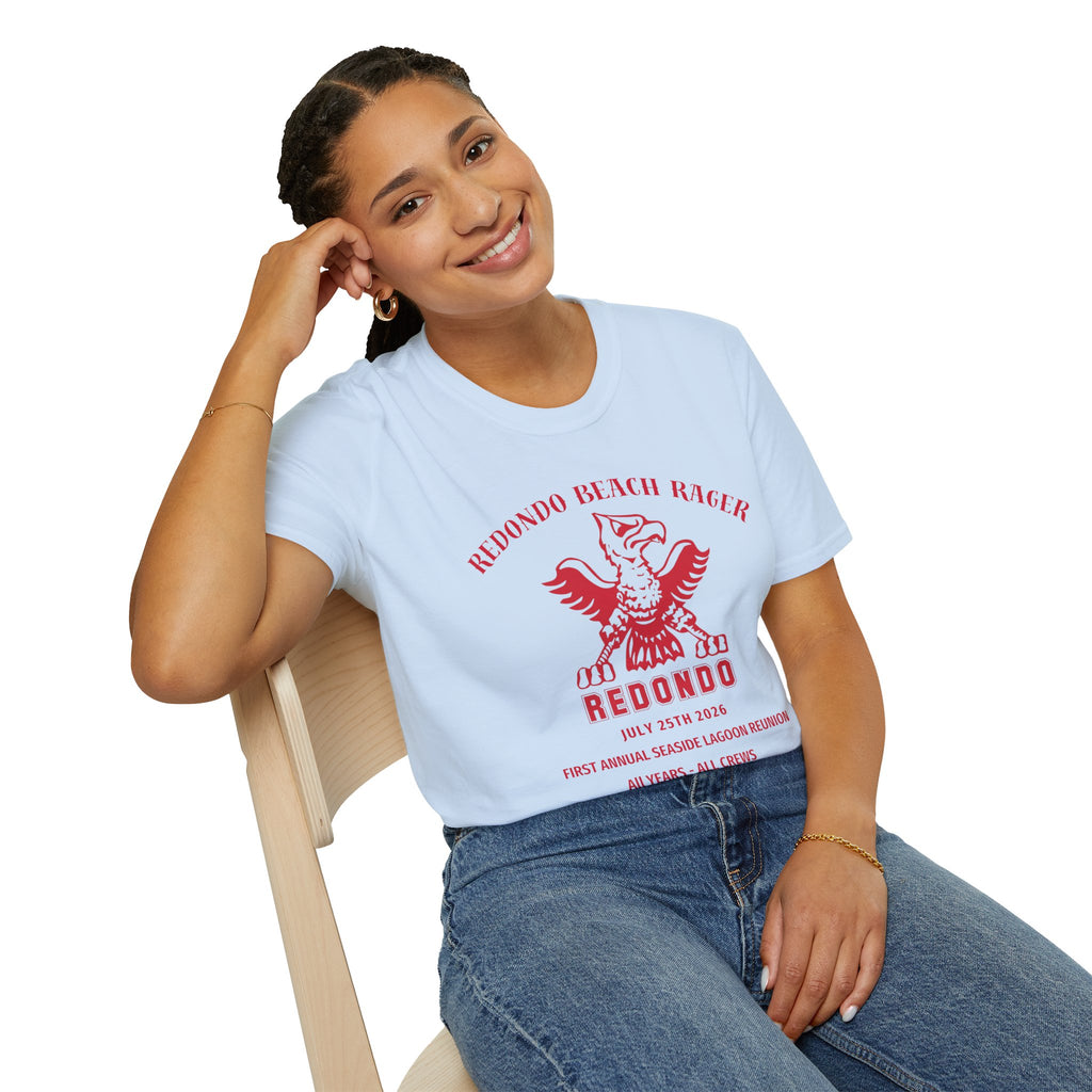 Redondo Beach Rager T-Shirt — Vintage School Spirit Graphic Tee - First Annual All Class Reunion 7-25-26 at Seaside Lagoon Redondo Beach