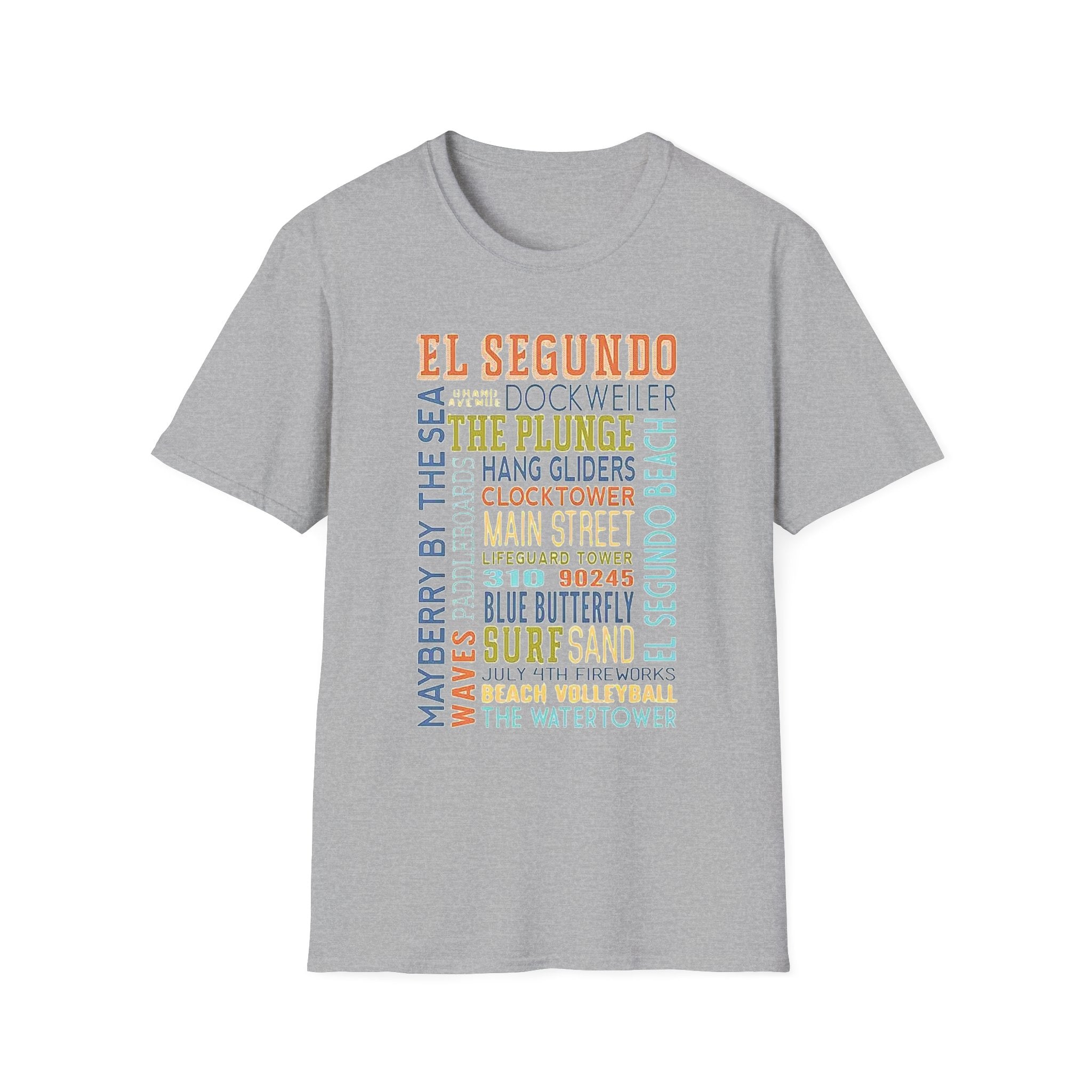 El Segundo Typography T-Shirt | Beach Town Landmarks Word Art
