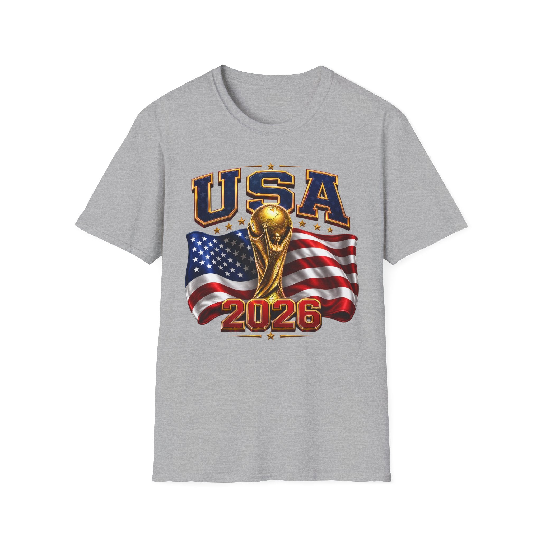 USA World Cup 2026 Soccer T-Shirt – American Flag & Trophy Design