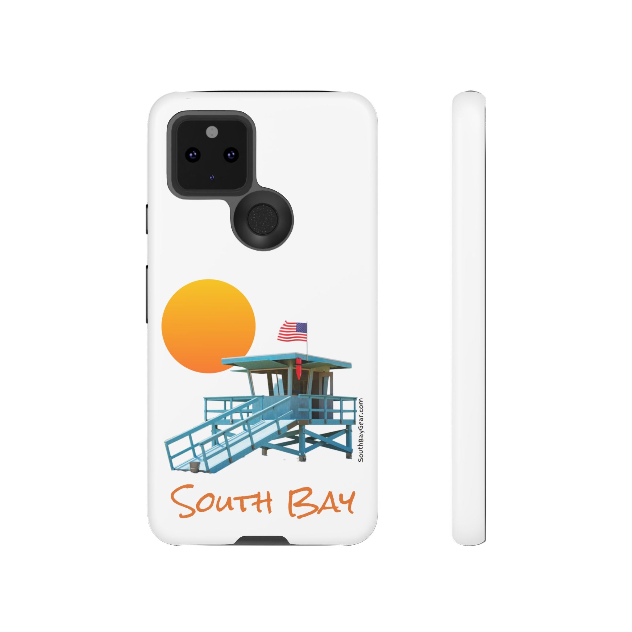 South Bay Lifeguard Stand with American Flag Tough Phone Cases