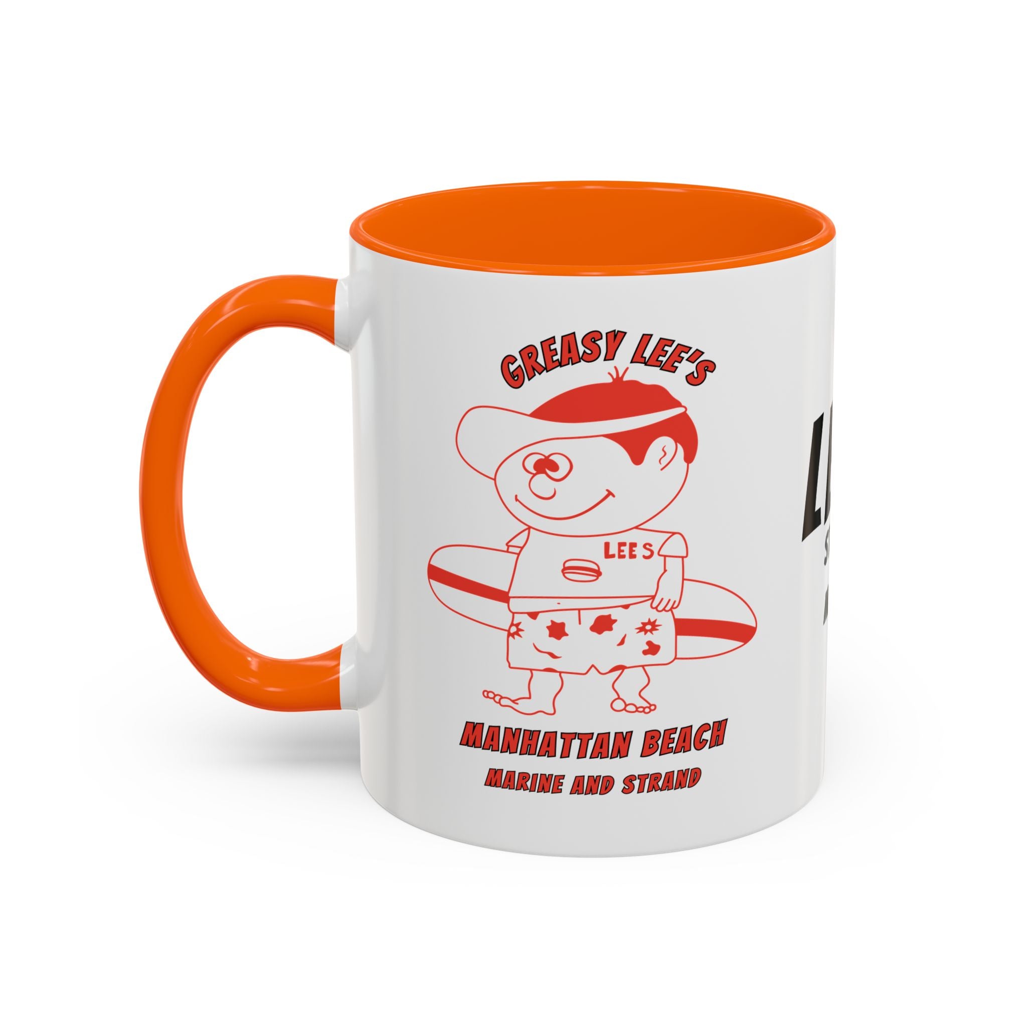 Greasy Lee's Surfer Logo Mug | Marine and Strand Manhattan Beach Old School  Accent Coffee Mug 11oz 15oz