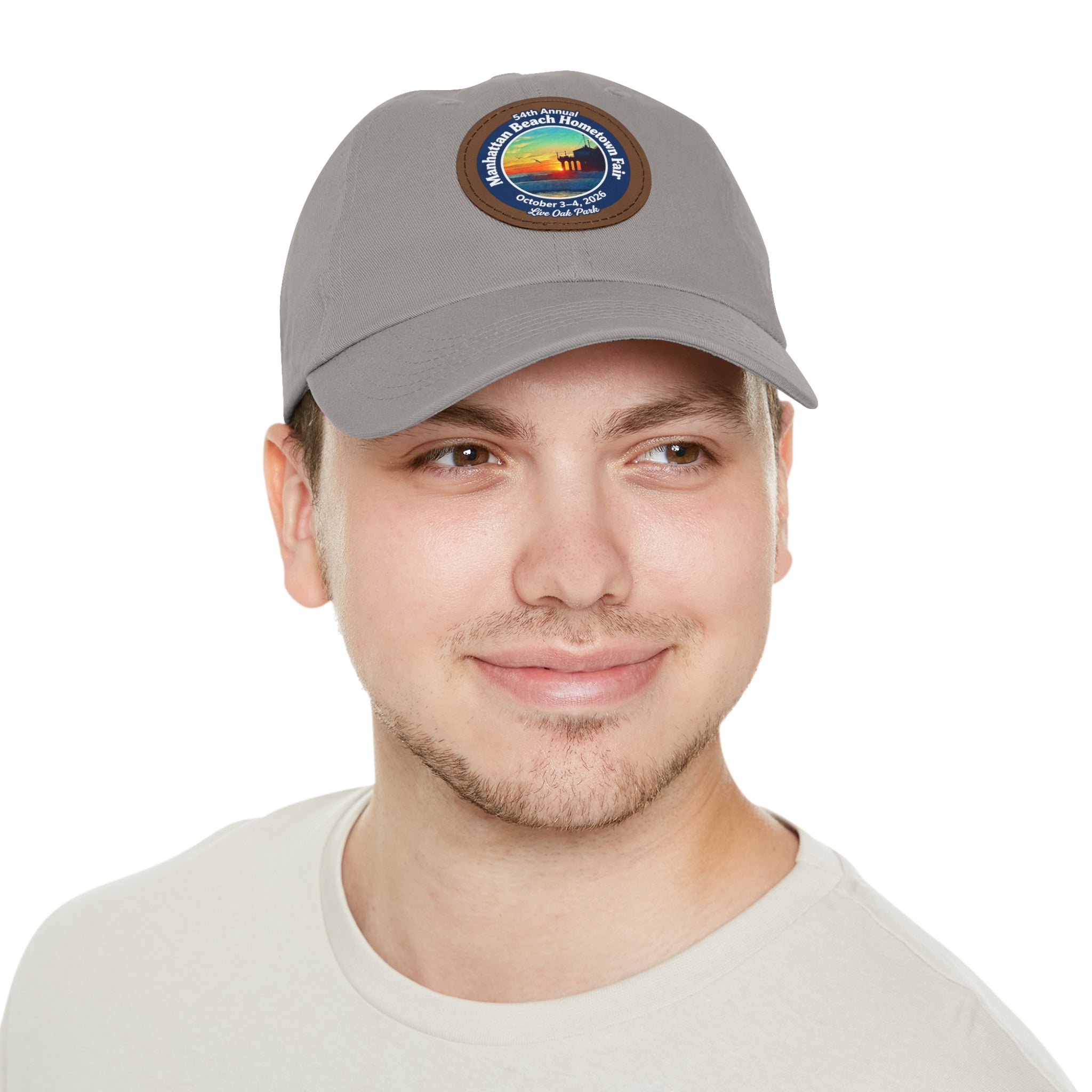 Manhattan Beach Hometown Fair 2026  Beach  Live Oak Park Annual Festival Round Leather Patch Hat