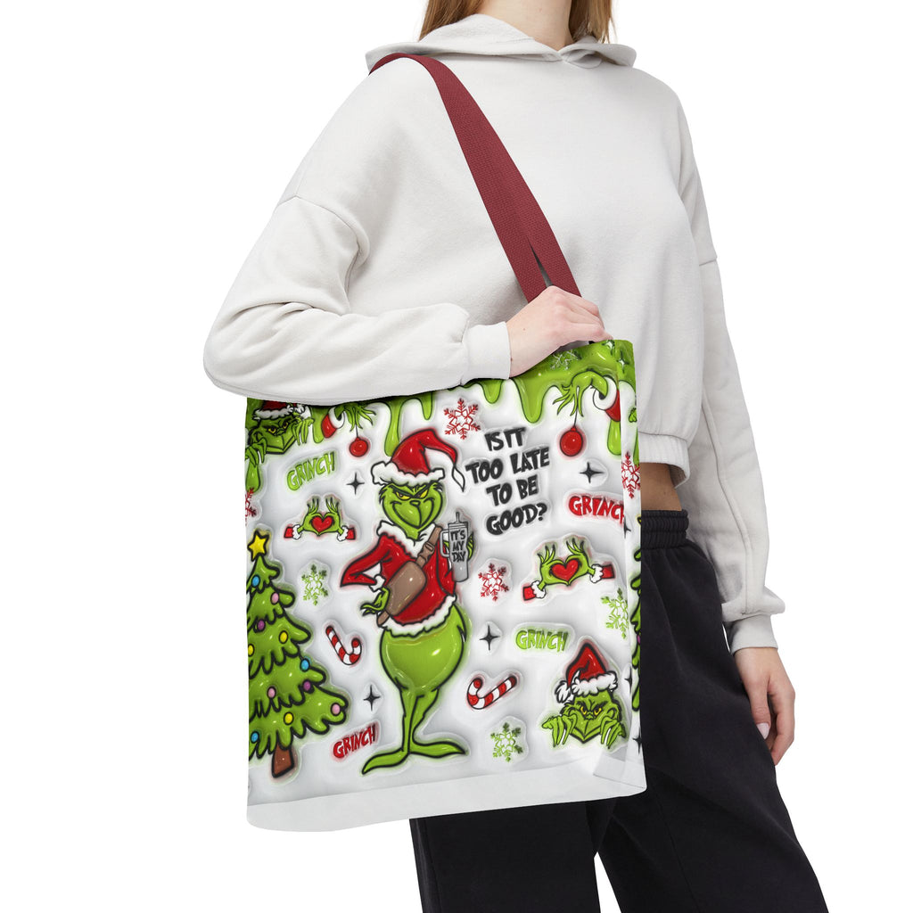 Christmas Tote Bag, Holiday Shopping Bag, Grinch Gift, Festive Reusable Bag, Cute Winter Accessory