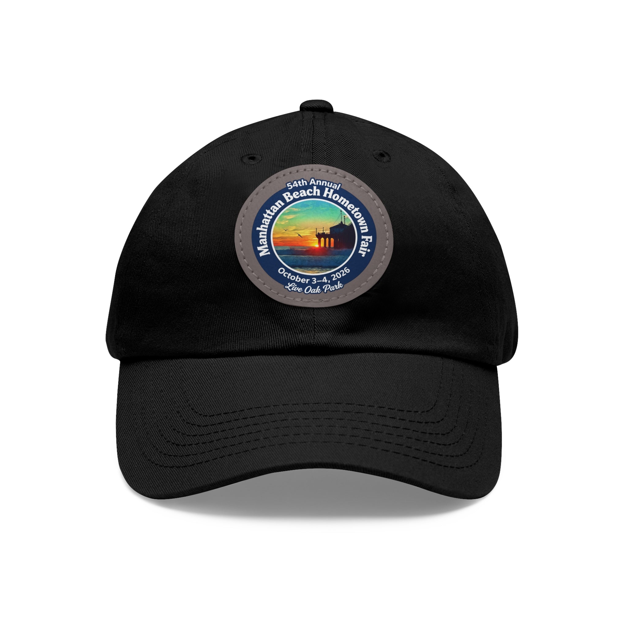 Manhattan Beach Hometown Fair 2026  Beach  Live Oak Park Annual Festival Round Leather Patch Hat