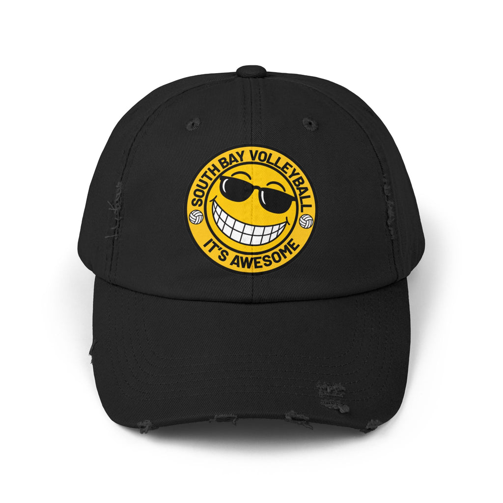 Distressed Volleyball Cap - "South Bay Volleyball It's Awesome" Smiley Logo
