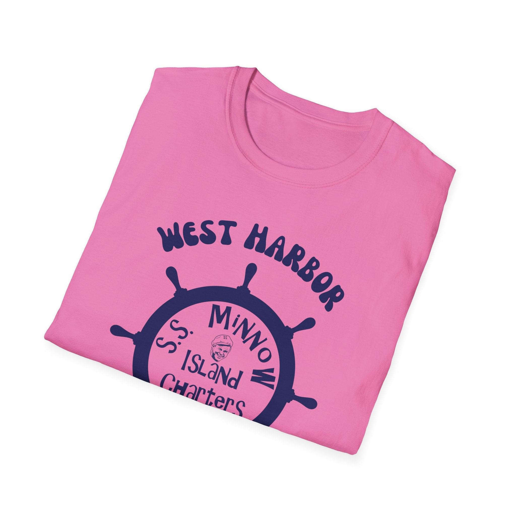 West Harbor San Pedro Ship Wheel Minno Island Charters T-Shirt | 3 Hour Tours