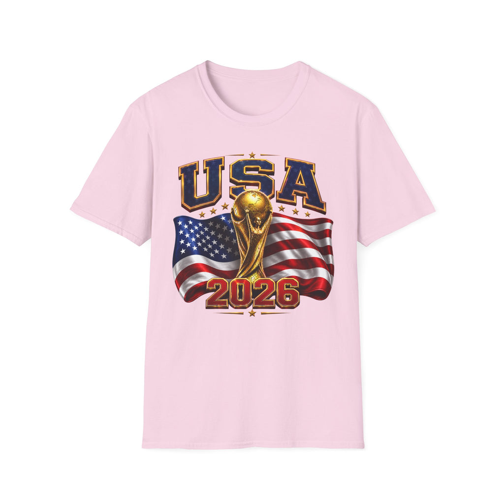 USA World Cup 2026 Soccer T-Shirt – American Flag & Trophy Design
