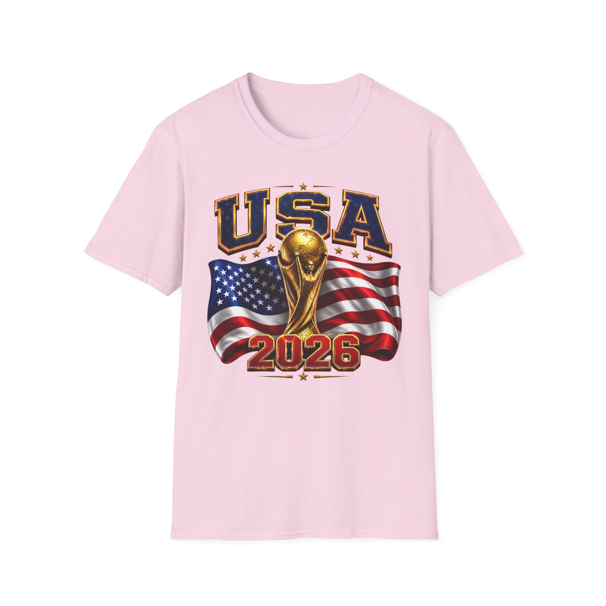 USA World Cup 2026 Soccer T-Shirt – American Flag & Trophy Design