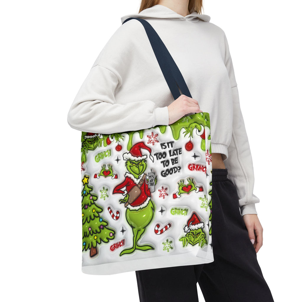 Christmas Tote Bag, Holiday Shopping Bag, Grinch Gift, Festive Reusable Bag, Cute Winter Accessory