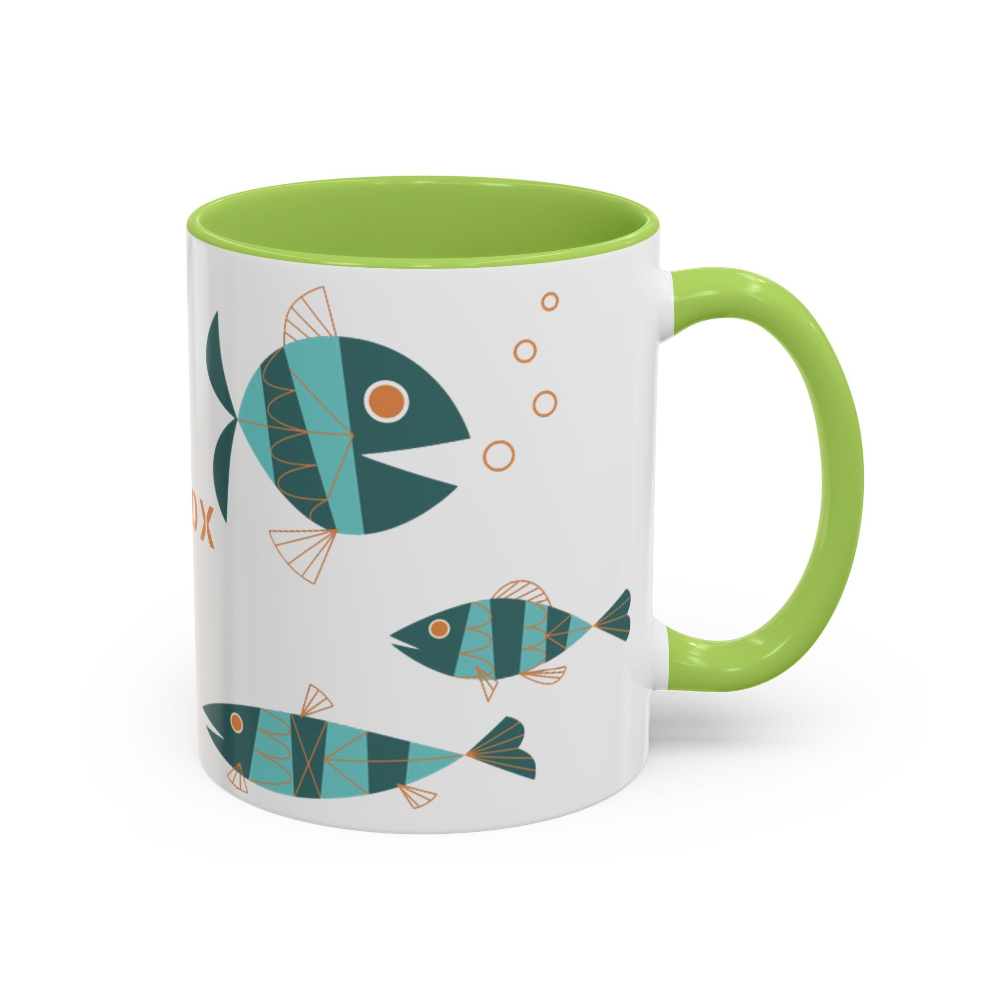 Metlox Pottery Teal Geometric Fish Mug | Accent Coffee Mug
