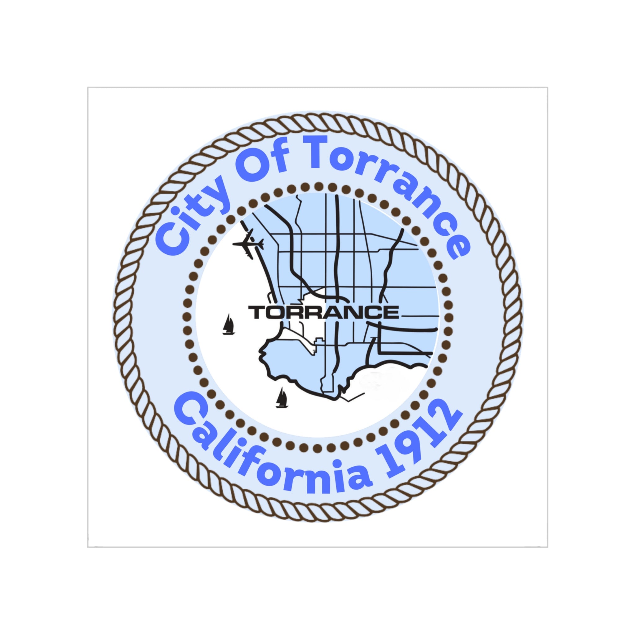 Torrance Beach California Transparent Outdoor Stickers, Square, 1pc