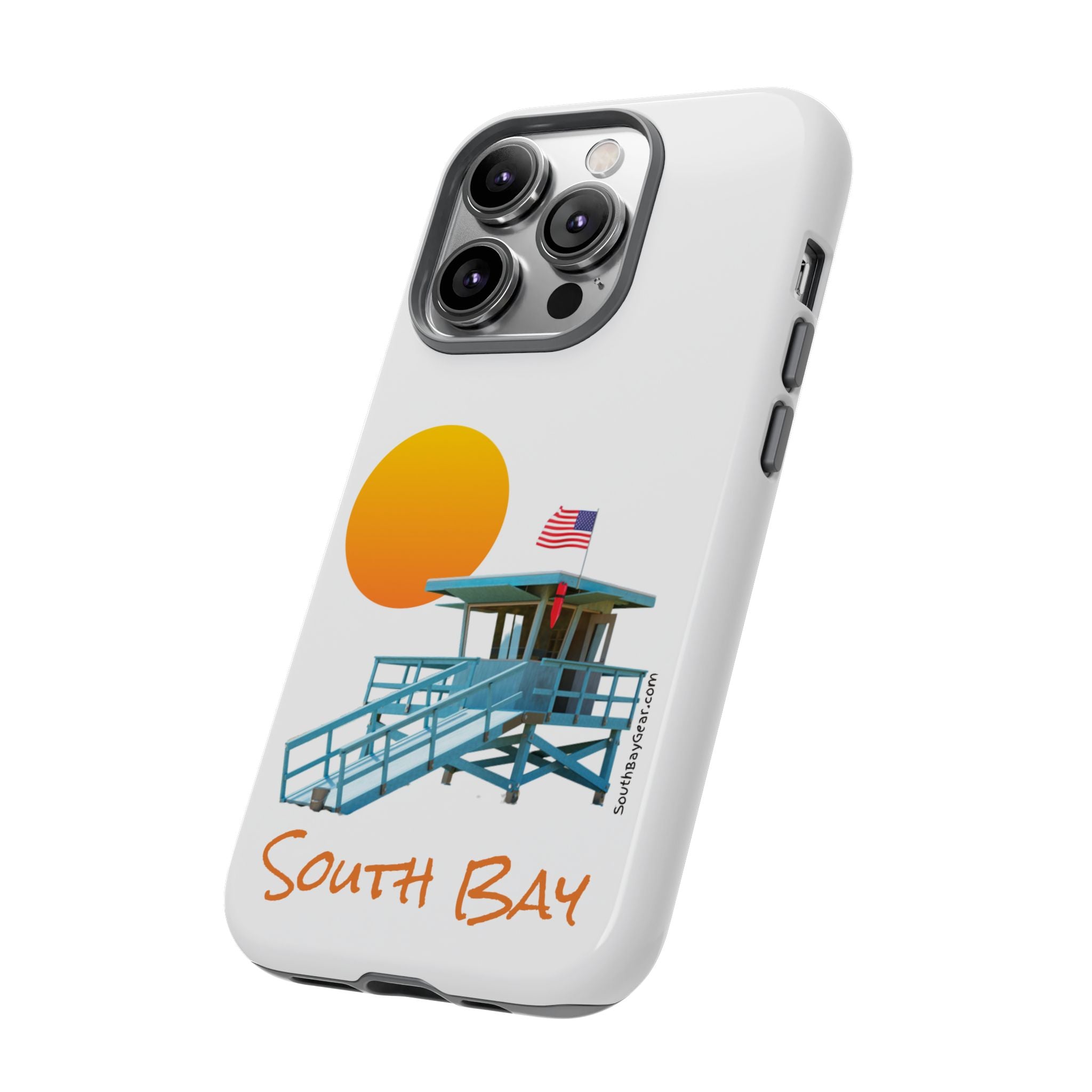 South Bay Lifeguard Stand with American Flag Tough Phone Cases