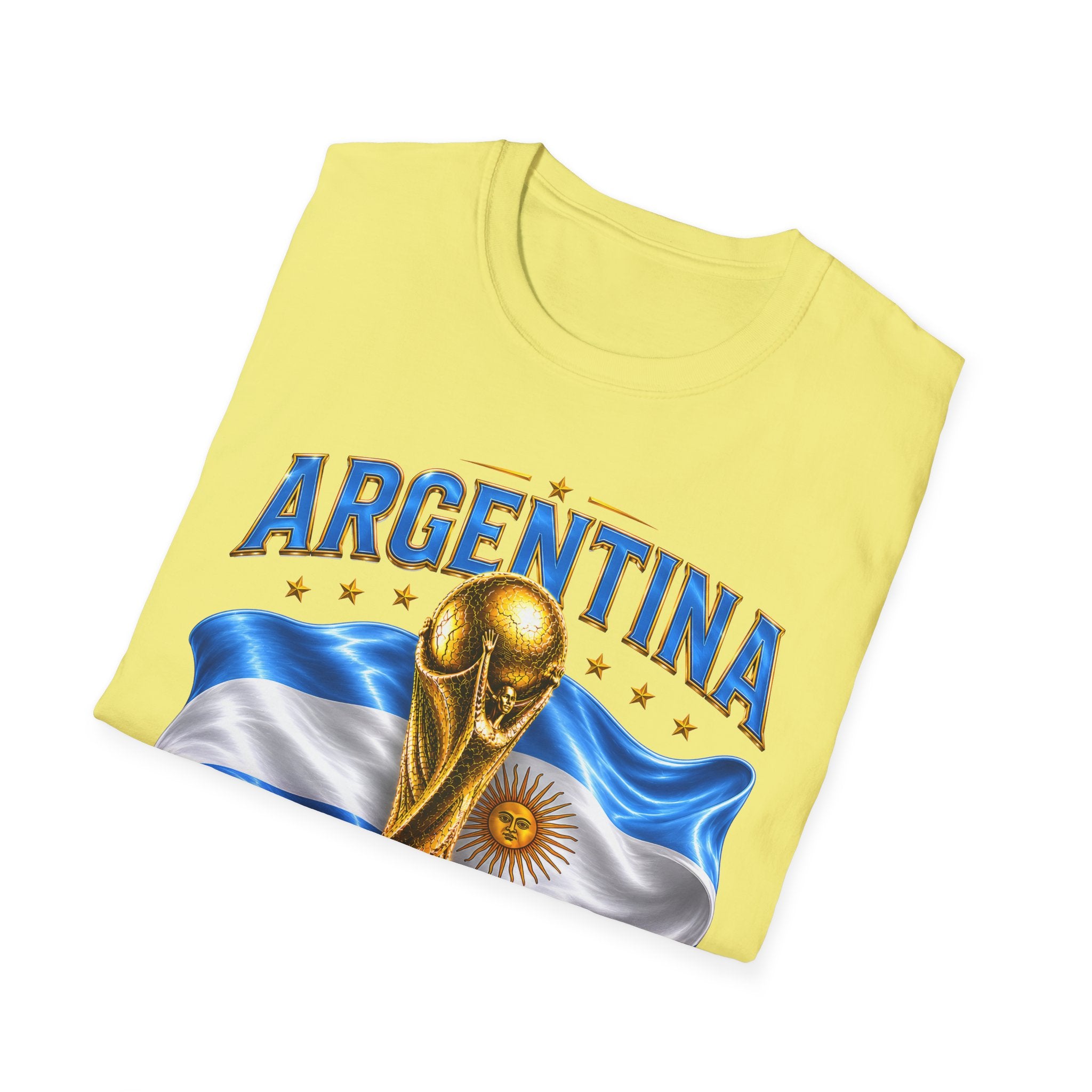 Argentina 2026 World Cup T-Shirt — Golden Trophy & Flag Soccer Fan Tee