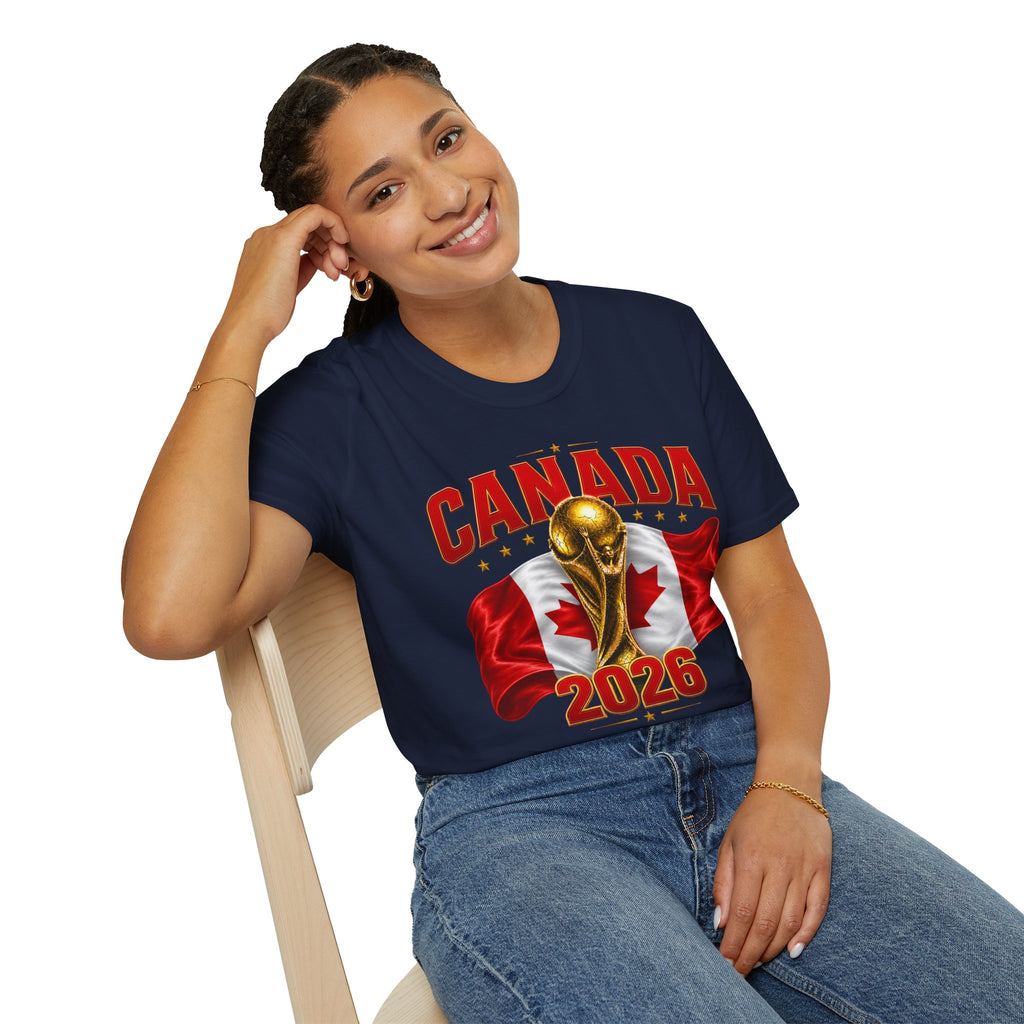 Canada 2026 World Cup T-Shirt — Canadian Soccer Fan Tee with Trophy & Flag