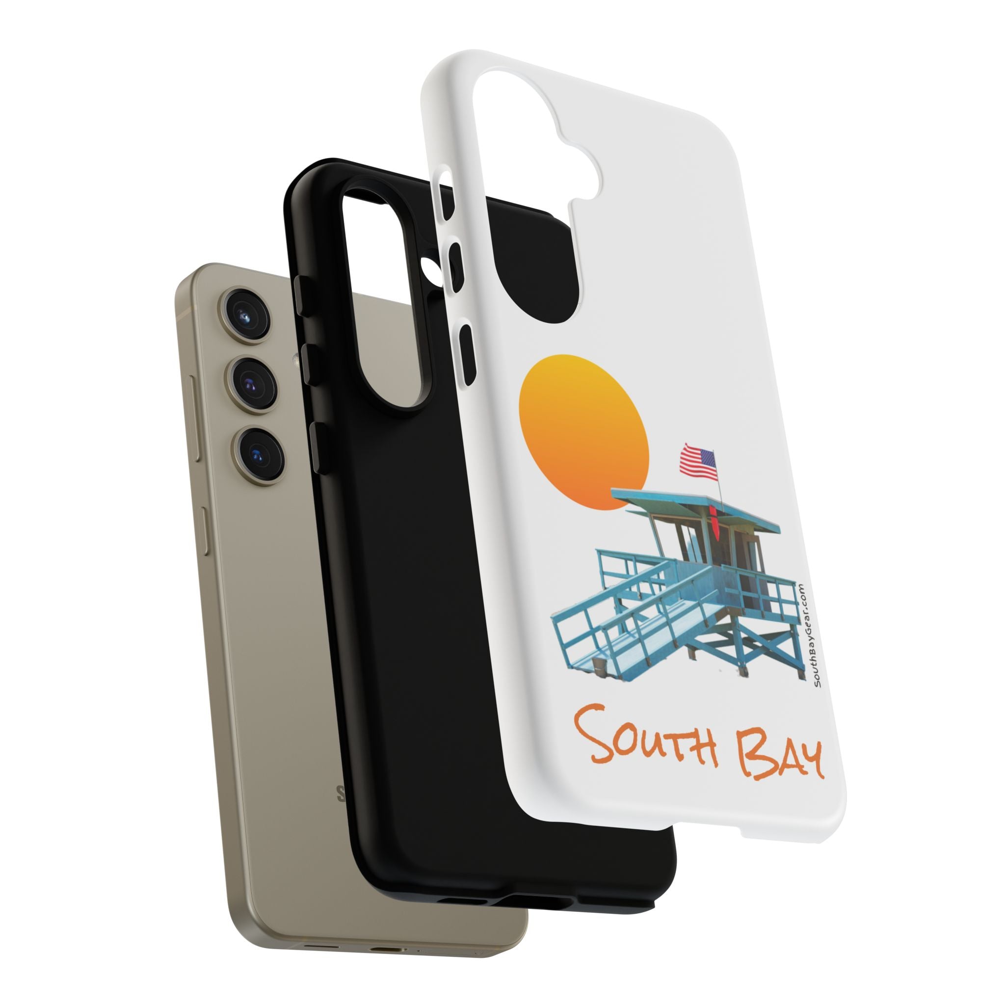 South Bay Lifeguard Stand with American Flag Tough Phone Cases