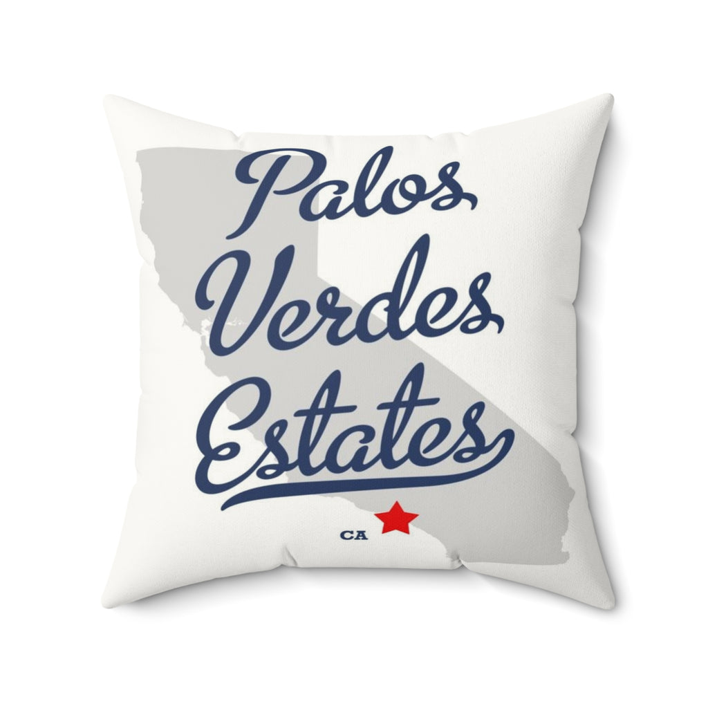 Palos Verdes Estates California Map - Faux Suede Square Pillow