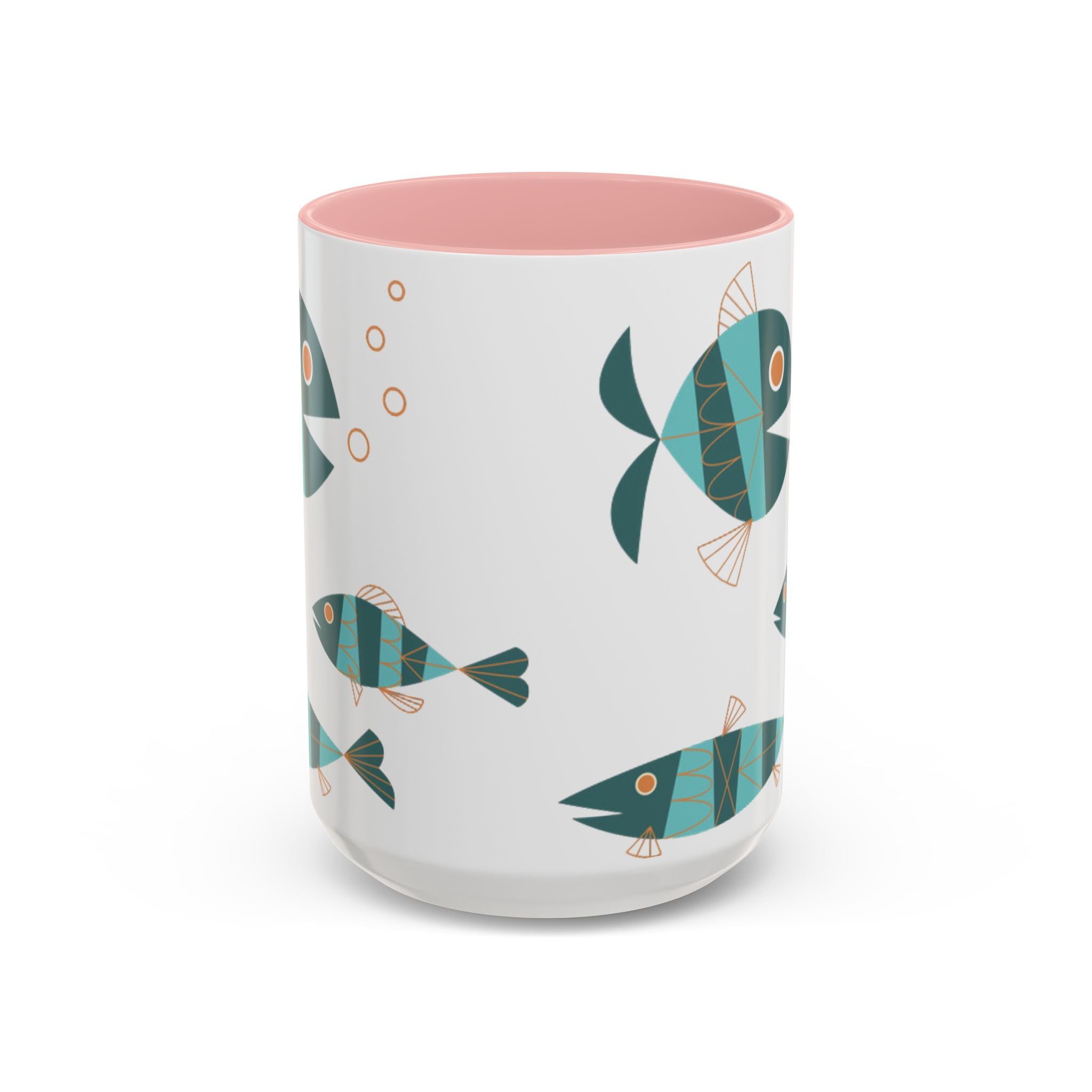 Metlox Pottery Teal Geometric Fish Mug | Accent Coffee Mug