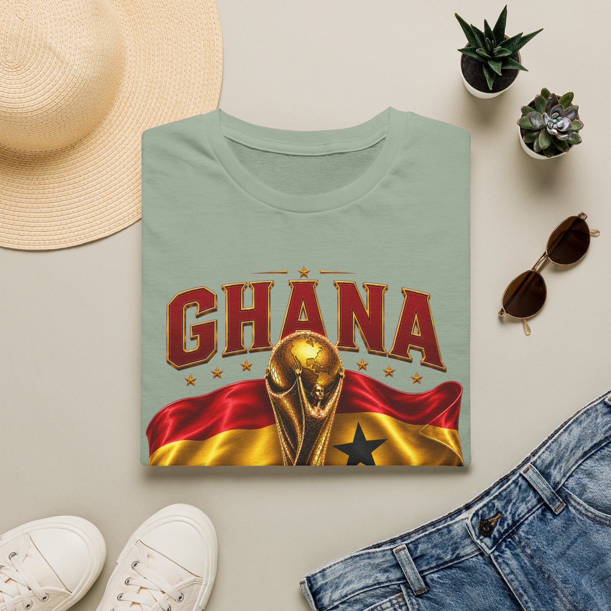 Ghana 2026 World Cup T-Shirt — Flag & Trophy Football Fan Tee