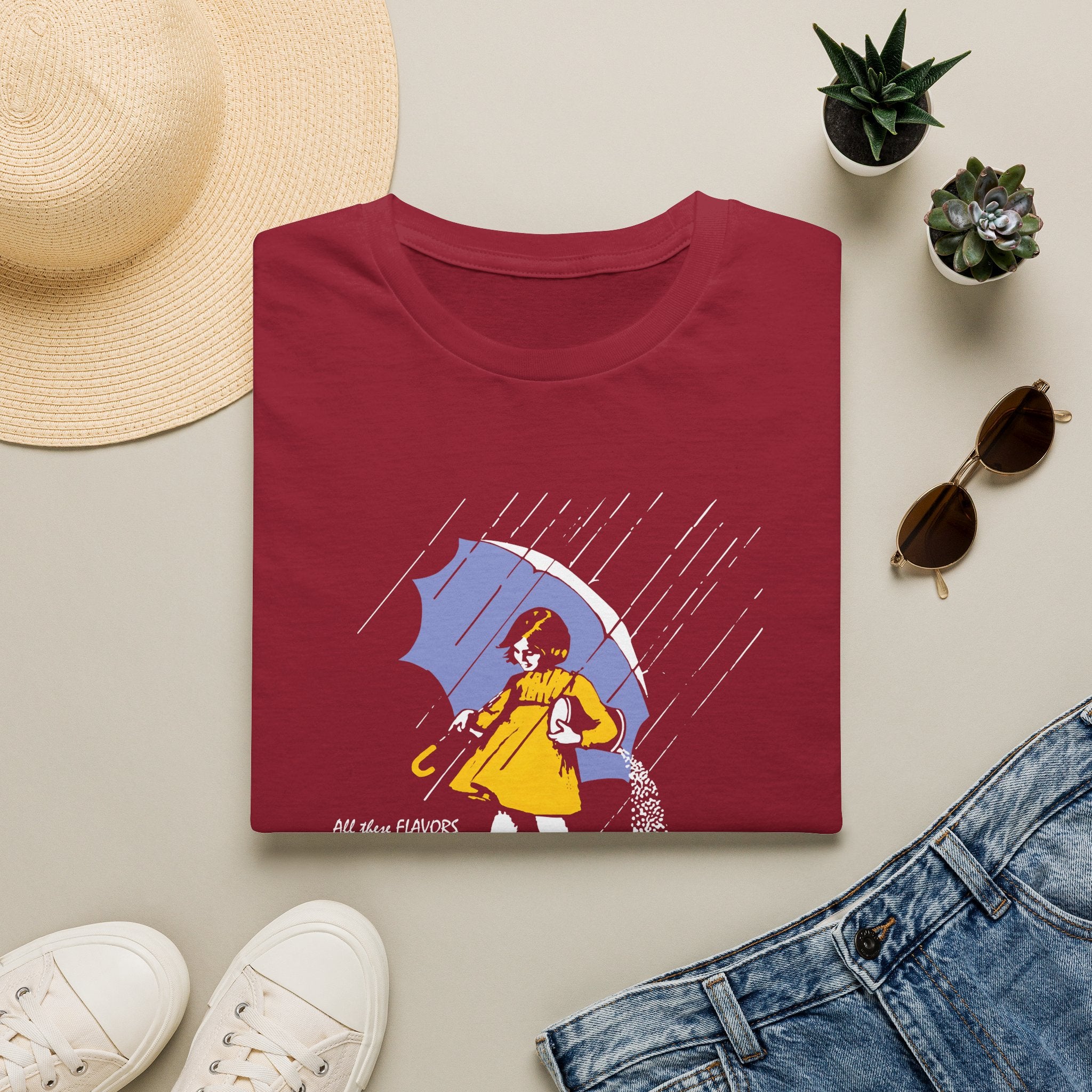 Salty Rainy Day Graphic T-Shirt — Girl with Umbrella Illustration