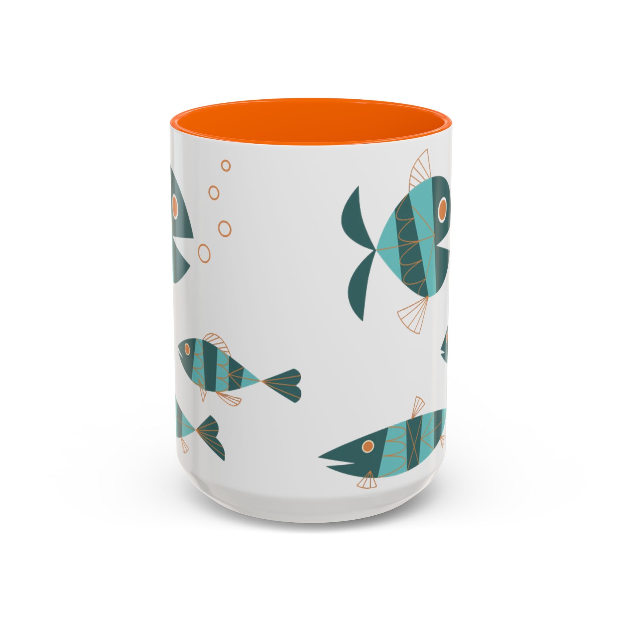 Metlox Pottery Teal Geometric Fish Mug | Accent Coffee Mug
